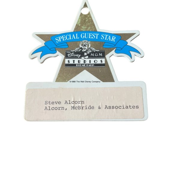 Rare Disney MGM Studios 1989 Special Guest STAR Steve Alcorn Imagineering Badge - Picture 3 of 5